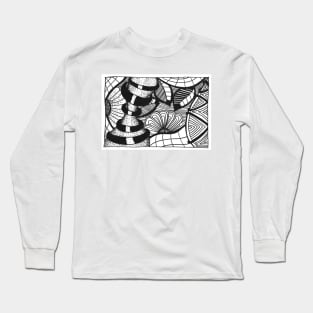 Abstract black and white Coloring page inspired by zentangle Long Sleeve T-Shirt